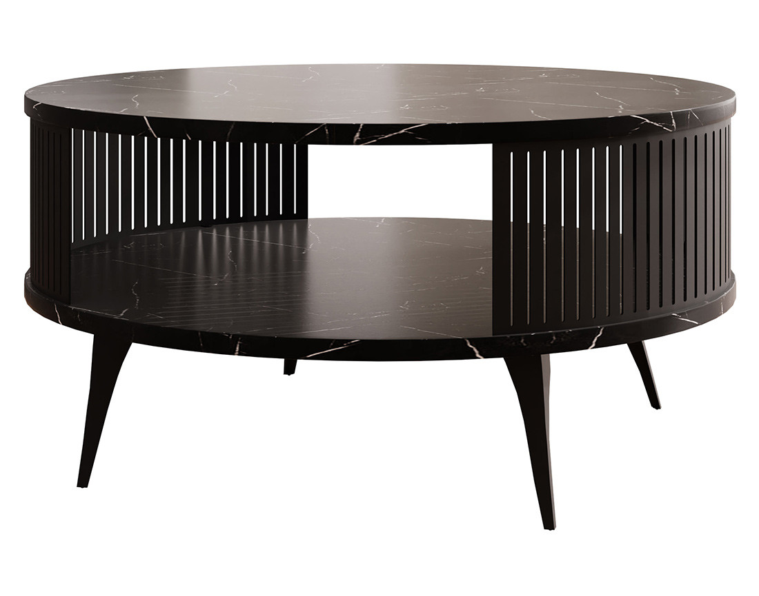 Table basse effet marbre noir 1 niche 75 cm Forini