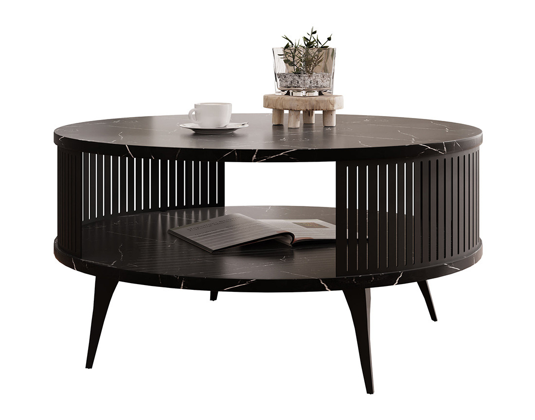Table basse effet marbre noir 75 cm Forini