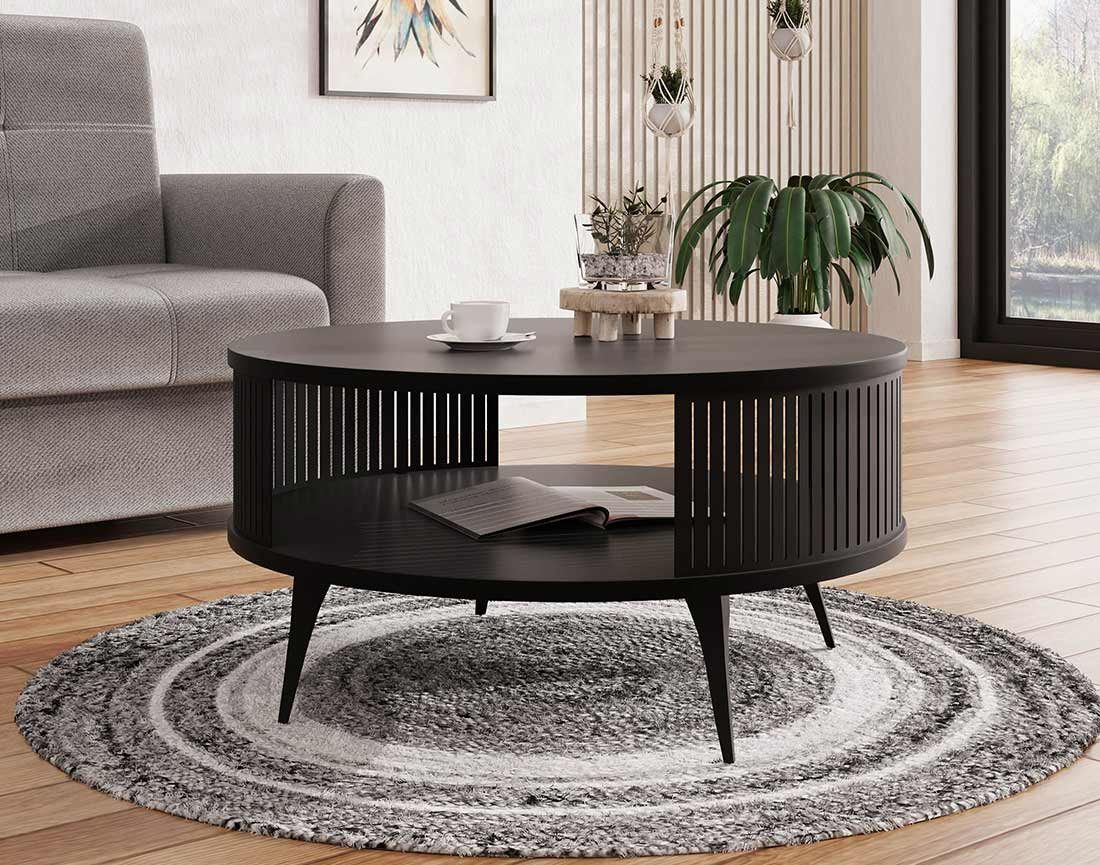 Table basse noir 1 niche 75 cm Forini