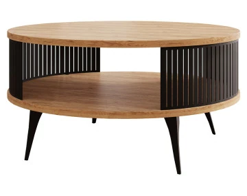 Table basse chêne naturel et noir 1 niche 75 cm Forini