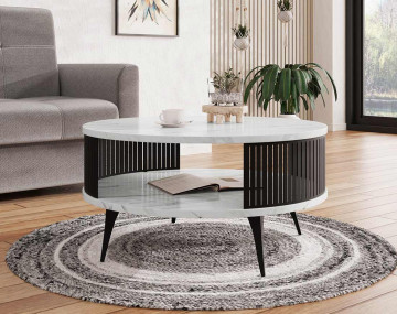 Table basse effet marbre blanc 1 niche 75 cm Forini