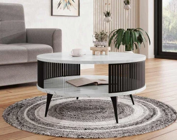 Table basse effet marbre blanc 1 niche 75 cm Forini