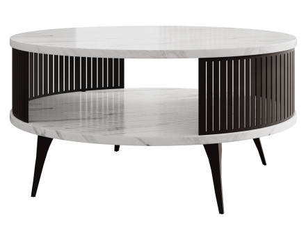 Table basse effet marbre blanc 1 niche 75 cm Forini