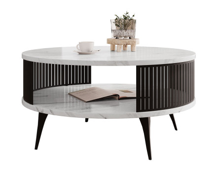 Table basse effet marbre blanc 75 cm Forini