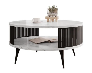 Table basse effet marbre blanc 1 niche 75 cm Forini