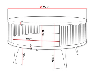 Table basse blanc et doré 1 niche 75 cm Forini