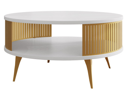 Table basse blanc et doré 1 niche 75 cm Forini