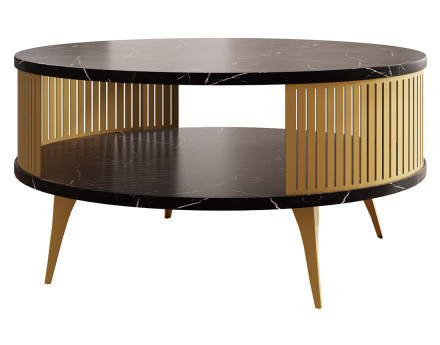 Table basse effet marbre noir et doré 1 niche 75 cm Forini