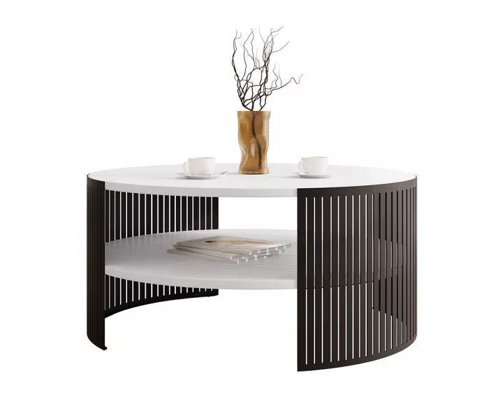 Table basse blanc et noir 75 cm Cruz