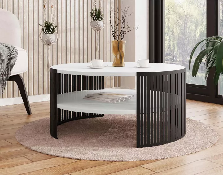 Table basse blanc et noir 75 cm Cruz