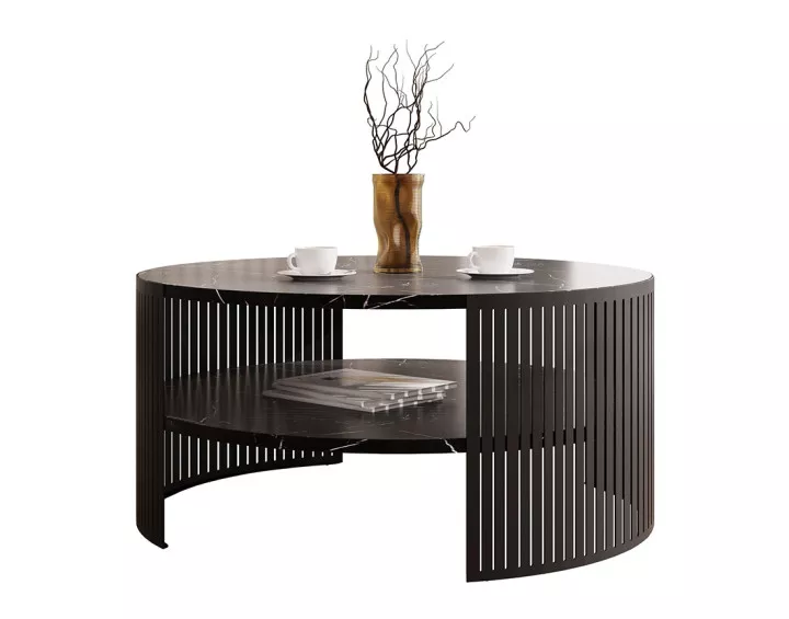 Table basse effet marbre noir 75 cm Cruz