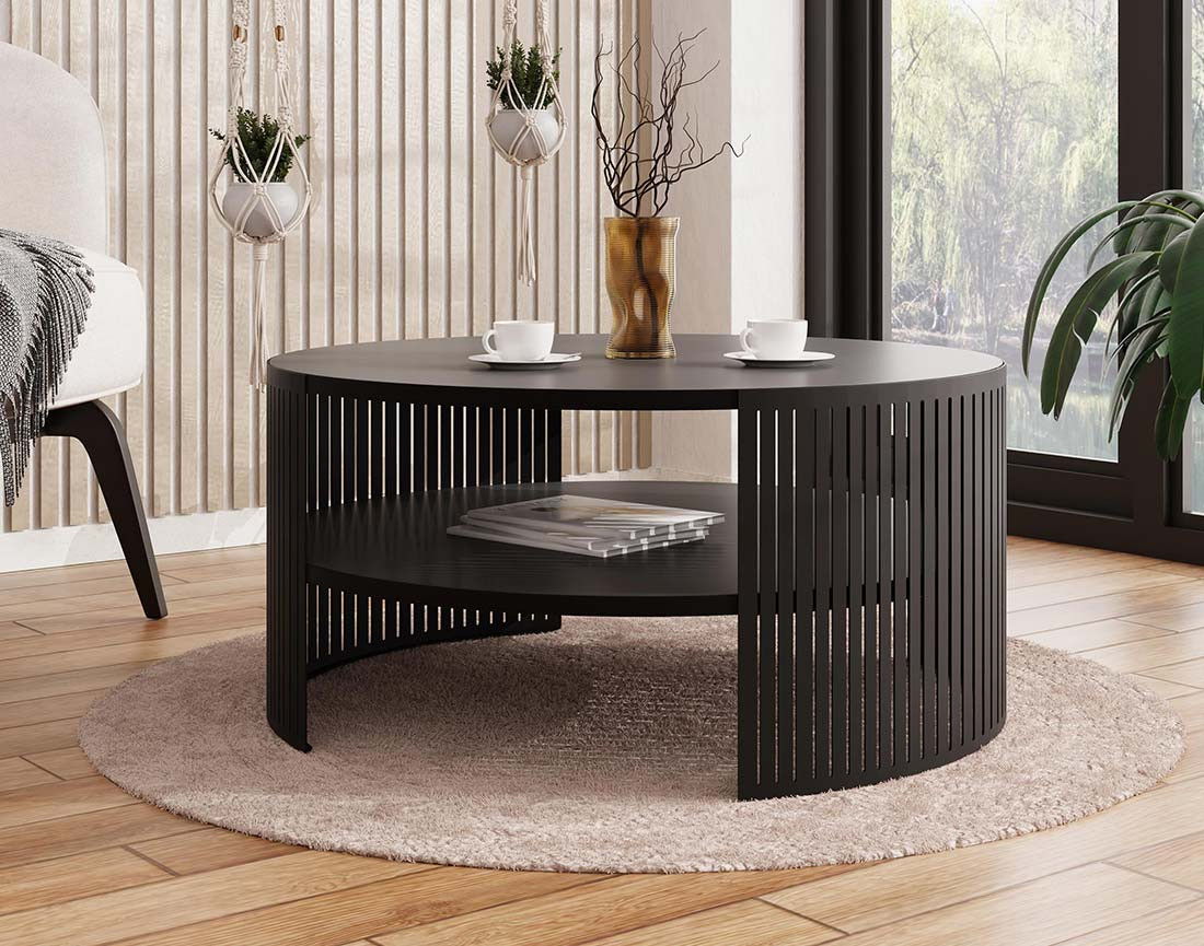 Table basse noir 1 niche 75 cm Cruz