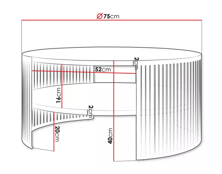 Table basse blanc et doré 75 cm Cruz