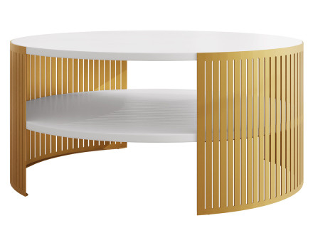 Table basse blanc et doré 1 niche 75 cm Cruz