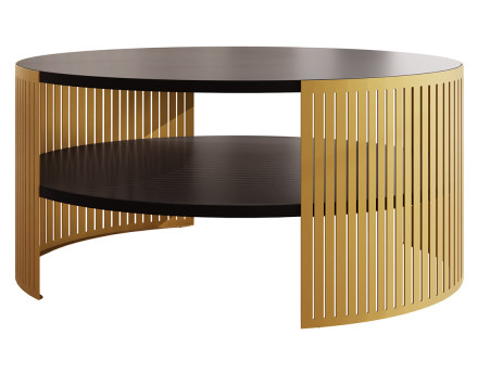 Table basse noir et doré 1 niche 75 cm Cruz