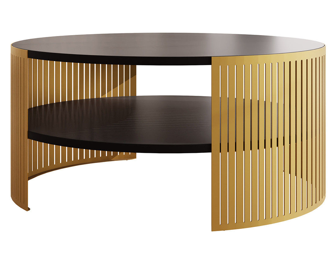 Table basse noir et doré 1 niche 75 cm Cruz