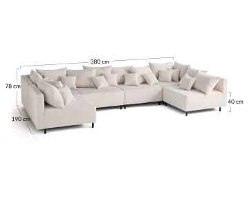 Canapé panoramique modulable 6 places Edinburg - Best Mobilier