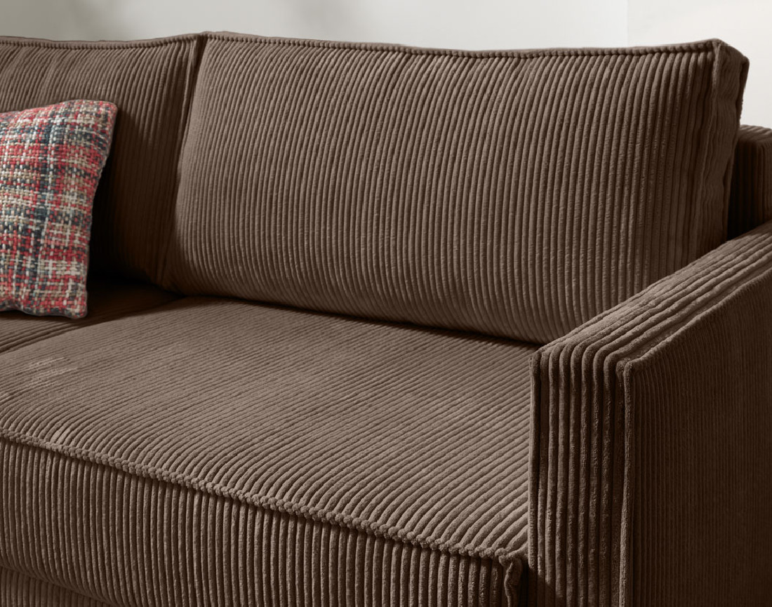 Canapé 3 places convertible avec coffre en velours côtelé Charlie