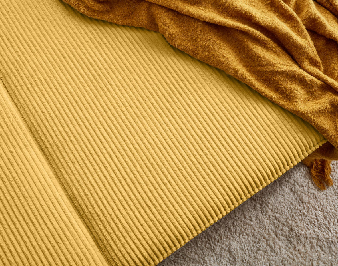 Canapé d'angle réversible 4 places convertible avec coffre en velours côtelé Charlie