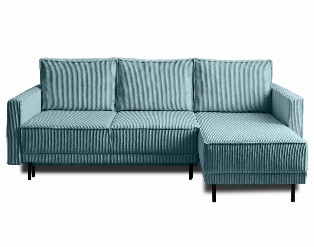 Canapé d'angle réversible 4 places convertible avec coffre en velours côtelé Charlie