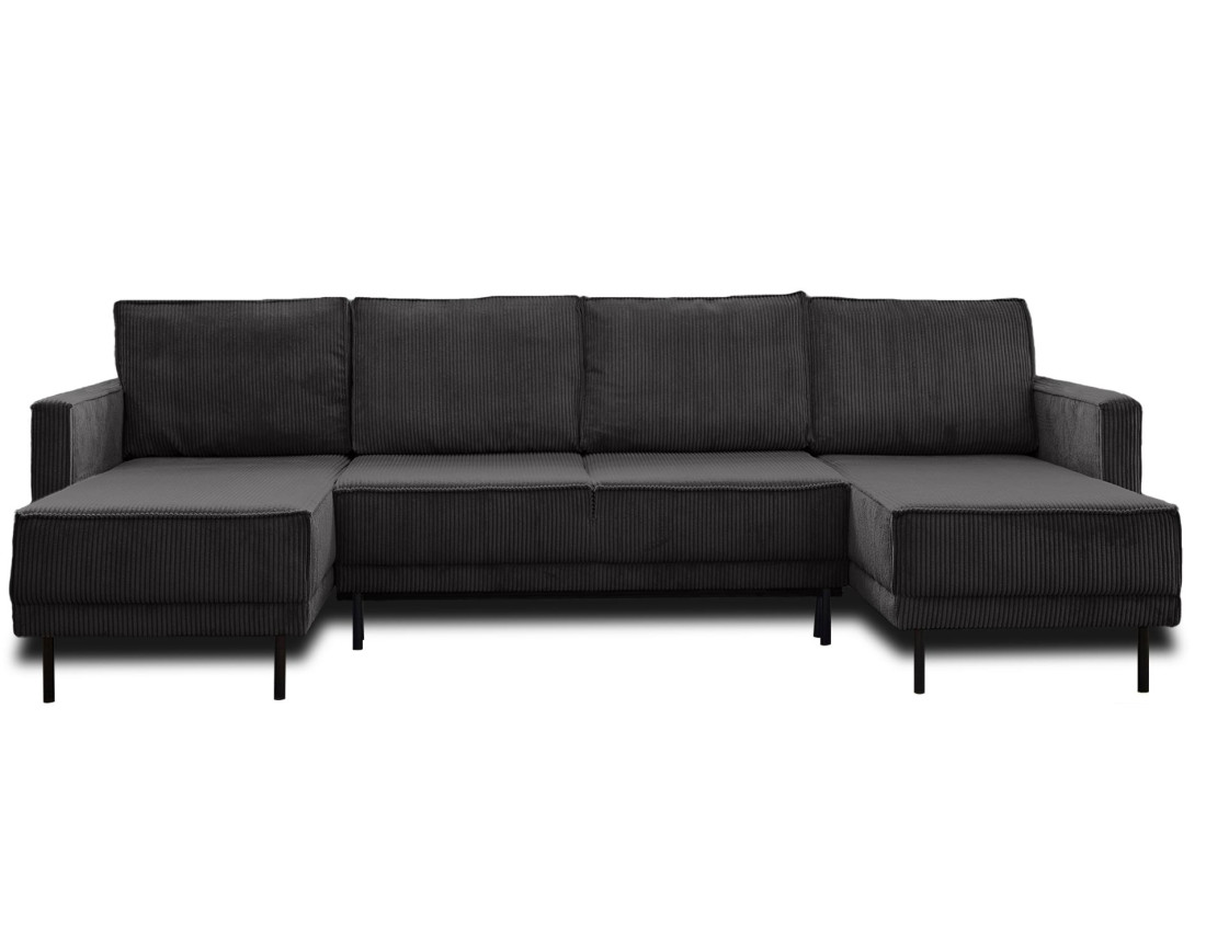 Canapé panoramique convertible avec coffre en velours côtelé 7 places Charlie