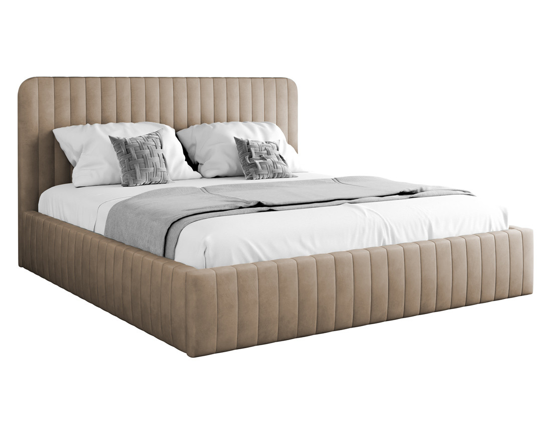 Lit coffre 140x200 cm sommier inclus en velours Stuart