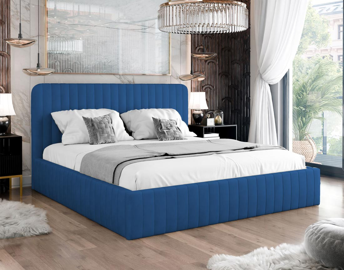 Lit coffre 160x200 cm sommier inclus en velours Stuart