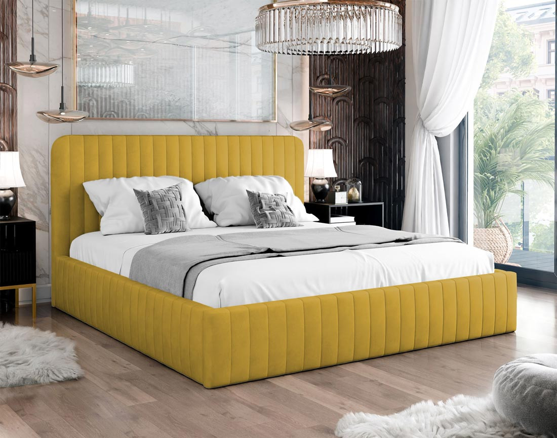 Lit coffre 180x200 cm sommier inclus en velours Stuart