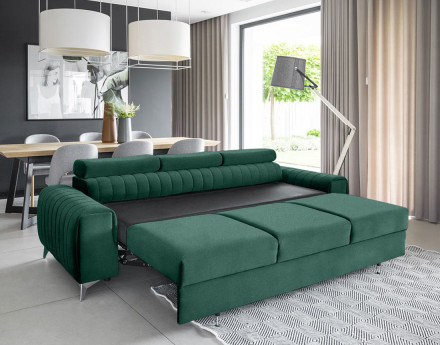 Canapé droit 3 places convertible en velours Talisay