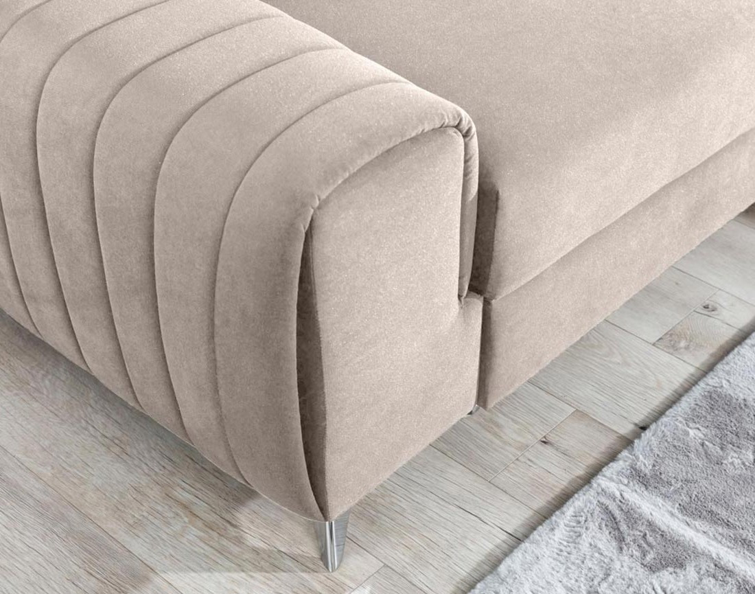 Canapé d'angle droit 5 places convertible avec coffre en velours Talisay Canapé d'angle droit 5 places convertible avec coffre en velours Talisay