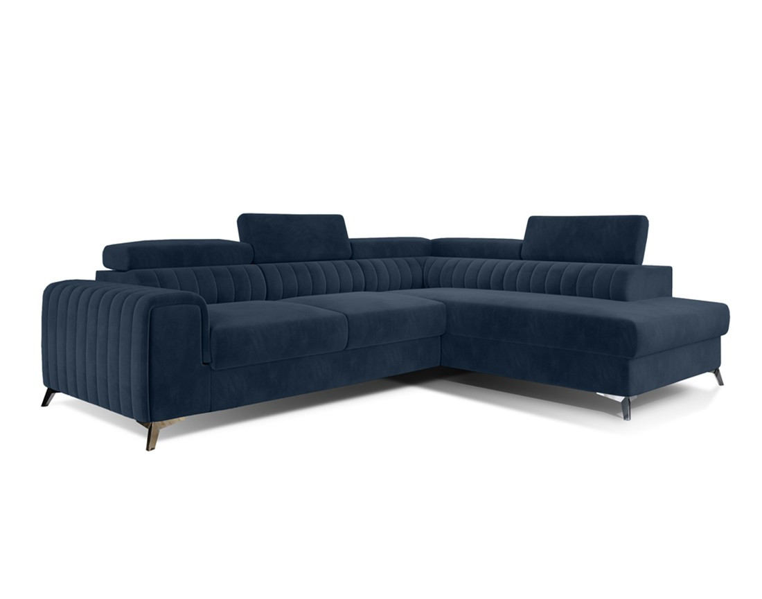 Canapé d'angle droit 5 places convertible avec coffre en velours Talisay