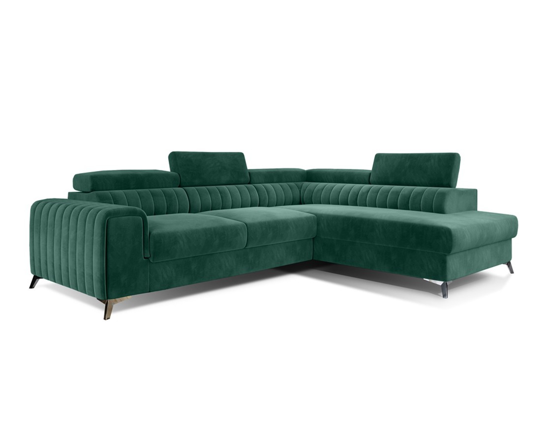 Canapé d'angle droit 5 places convertible avec coffre en velours Talisay