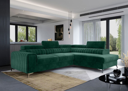 Canapé d'angle droit 5 places convertible avec coffre en velours Talisay
