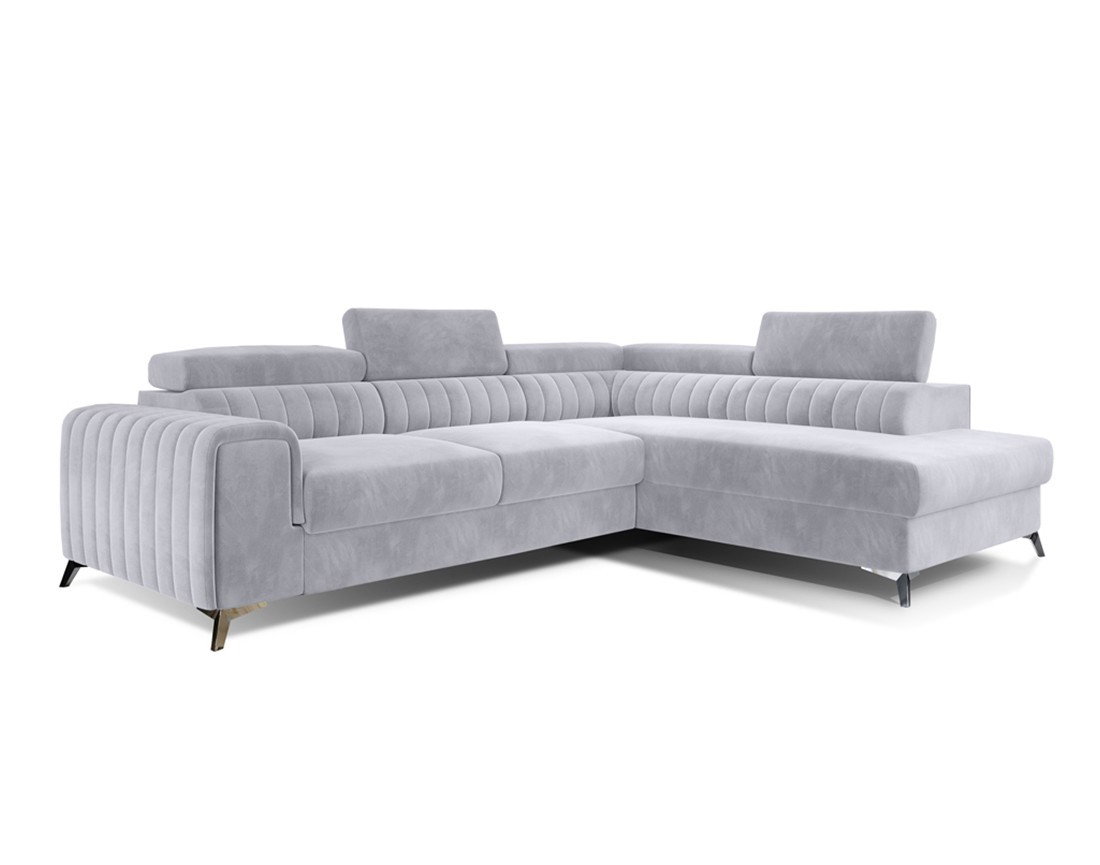 Canapé d'angle droit 5 places convertible avec coffre en velours Talisay