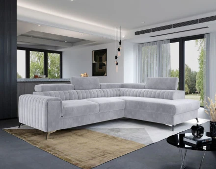 Canapé d'angle droit 5 places convertible avec coffre en velours Talisay