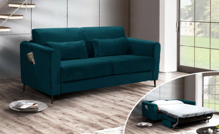 Allan - Canapé 3 places convertible - ouverture express - couchage quotidien - Velours Allan - Canapé 3 places convertible - ouverture express - couchage quotidien - Velours