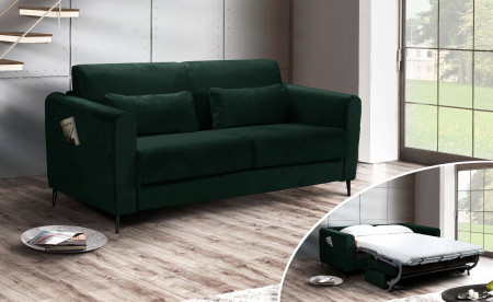 Allan - Canapé 3 places convertible - ouverture express - couchage quotidien - Velours Allan - Canapé 3 places convertible - ouverture express - couchage quotidien - Velours