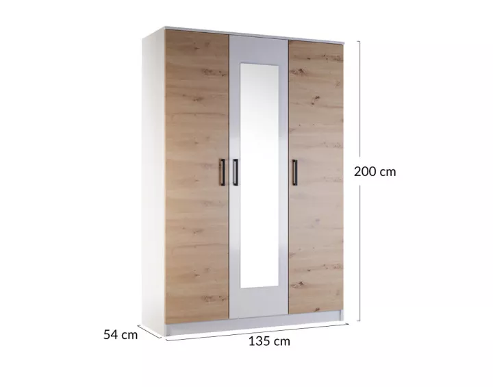 Armoire bois et blanc 135 cm Hayato