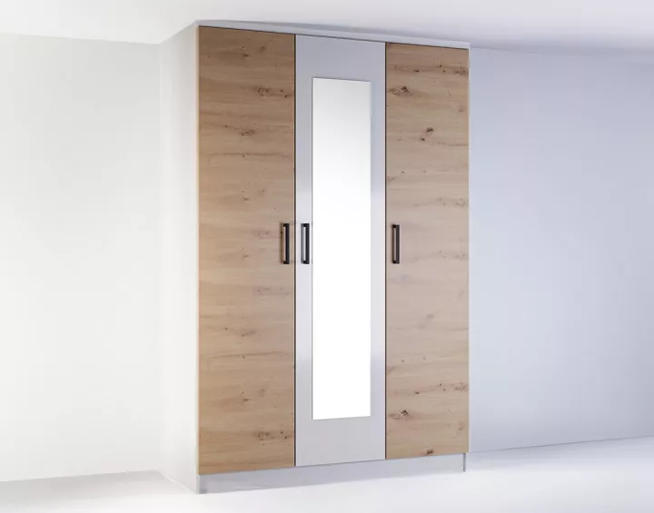 Armoire bois et blanc 135 cm Hayato