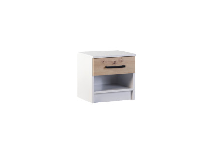 Lot de deux tables de chevet bois et blanc 40 cm Hayato