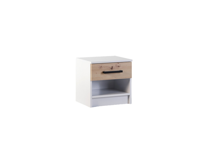 Lot de deux tables de chevet bois et blanc 40 cm Hayato