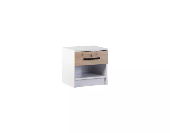 Lot de deux tables de chevet bois et blanc 40 cm Hayato