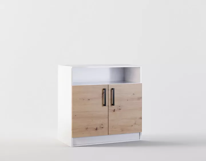 Commode bois et blanc 80 cm Hayato