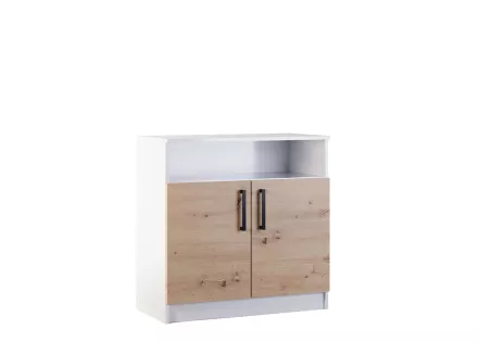 Commode bois et blanc 80 cm Hayato