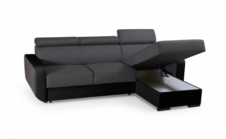 Dustin - Canapé d'angle réversible - 4 places - Convertible avec coffre - Têtières réglables Dustin - Canapé d'angle réversible - 4 places - Convertible avec coffre - Têtières réglables