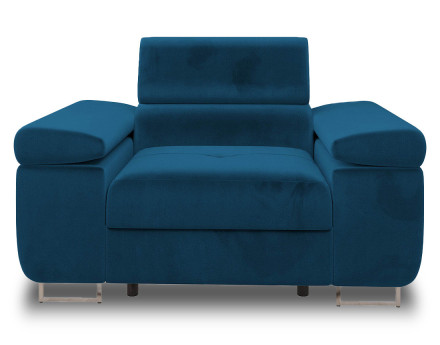 Fauteuil avec têtière ajustable en velours Pablo