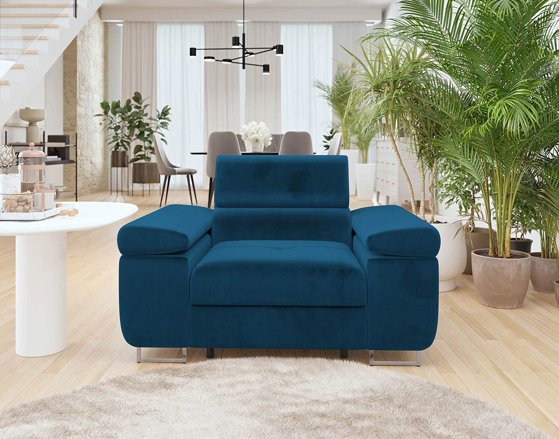 Fauteuil avec têtière ajustable en velours Pablo Fauteuil avec têtière ajustable en velours Pablo