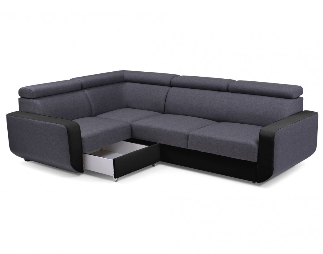 Dustin - Canapé d'angle L réversible - 5 places - Convertible avec coffre - Têtieres réglables Dustin - Canapé d'angle L réversible - 5 places - Convertible avec coffre - Têtieres réglables