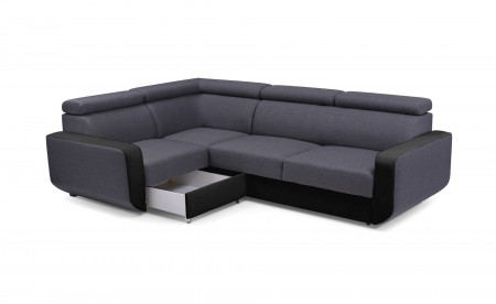 Dustin - Canapé d'angle L réversible - 5 places - Convertible avec coffre - Têtieres réglables Dustin - Canapé d'angle L réversible - 5 places - Convertible avec coffre - Têtieres réglables