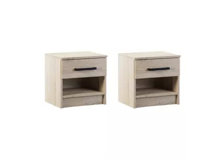 Lot de deux tables de chevet bois 40 cm Hayato